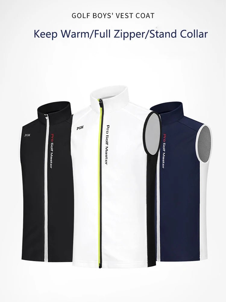 PGM Boys Sleeveless Windproof Full Zipper Vest *