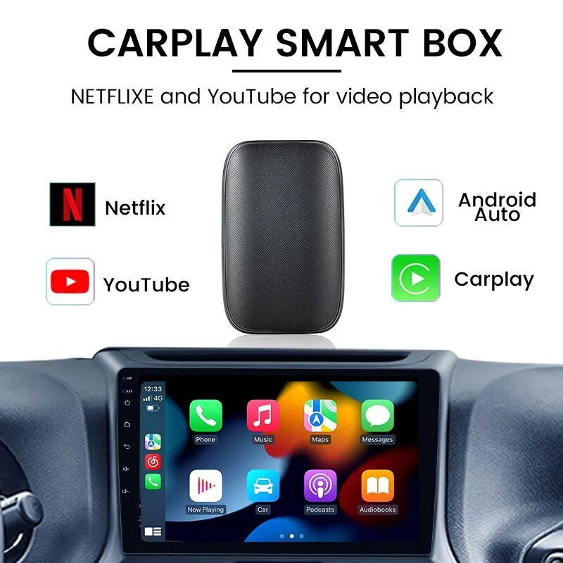 Car Play AI Box Adapter For VW Ford Toyota Hyundai KIA Wireless Carplay Android Auto Built-in Netflix YouTube Android 8.1 System