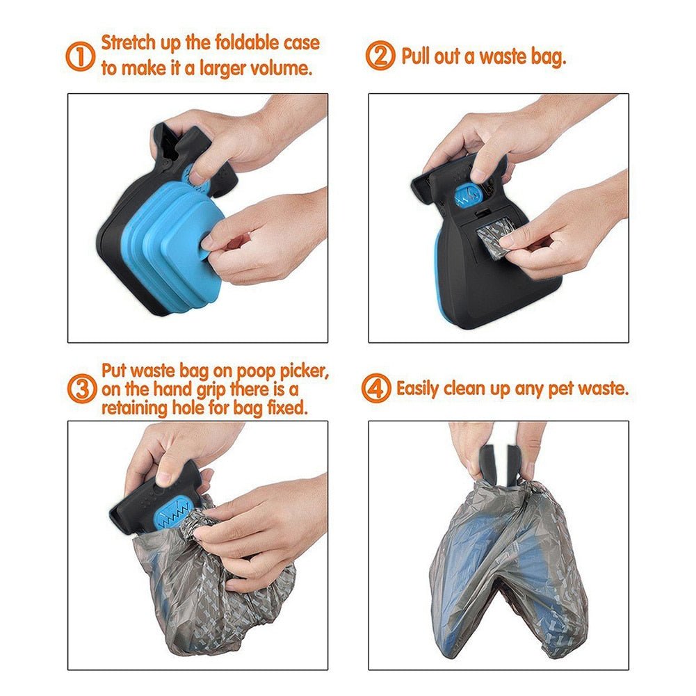 Foldable Pooper Scooper With 1 Roll of Decomposable bags
