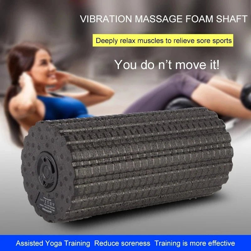 4-Speed Vibrating Electric Yoga Massage Foam Fitness Roller Backrest Leg Adjustment Massager for Muscle Recovery Relaxation