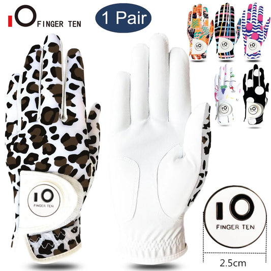 1 Pair Ladies Golf Gloves with Ball Marker