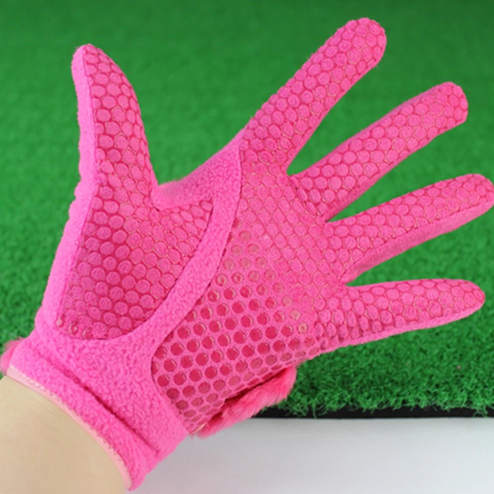 1 Pair Women Winter Golf Gloves! Anti-slip, Artificial Rabbit Fur Warmth