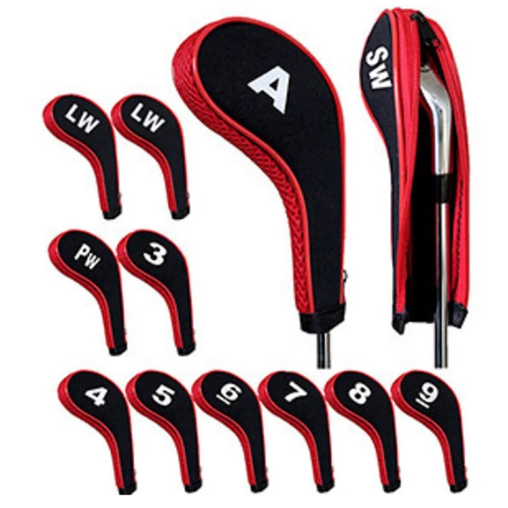 12 Pcs  Zippered Neoprene Golf Club Head Iron Covers