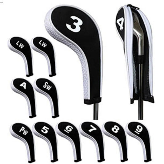 12 Pcs  Zippered Neoprene Golf Club Head Iron Covers