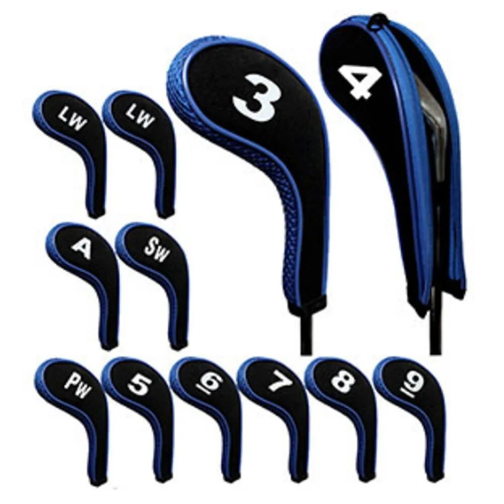 12 Pcs  Zippered Neoprene Golf Club Head Iron Covers