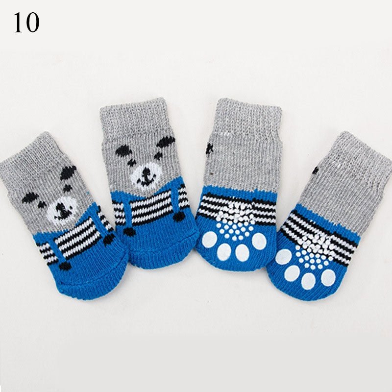 4pcs Warm Puppy Dog Socks Soft Pet Knits Socks Cute Cartoon Anti Slip Socks Warm Puppy Dog Shoes Small Medium Dogs Pet Product