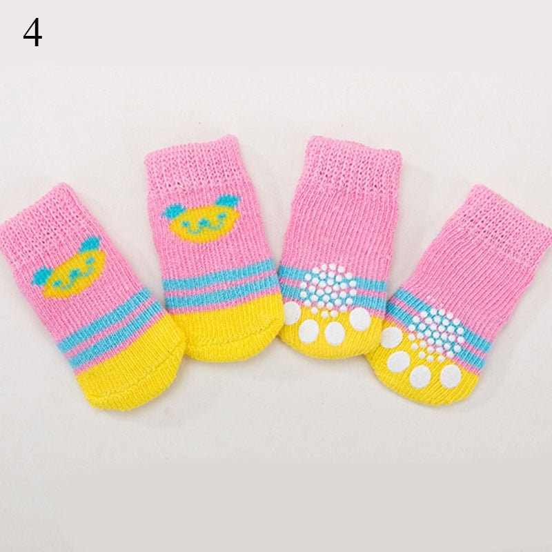 4pcs Warm Puppy Dog Socks Soft Pet Knits Socks Cute Cartoon Anti Slip Socks Warm Puppy Dog Shoes Small Medium Dogs Pet Product