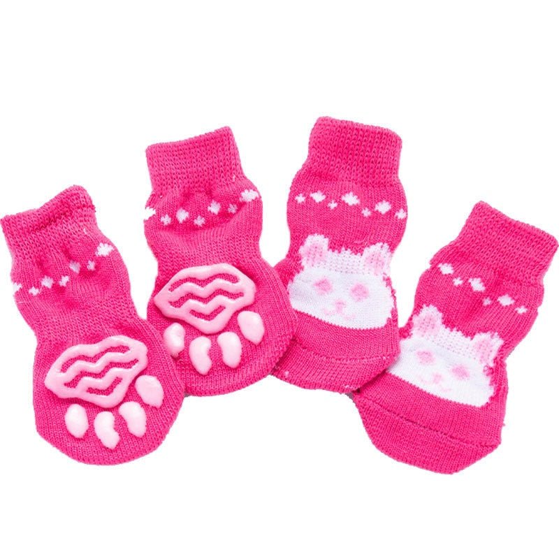 4pcs Warm Puppy Dog Socks Soft Pet Knits Socks Cute Cartoon Anti Slip Socks Warm Puppy Dog Shoes Small Medium Dogs Pet Product