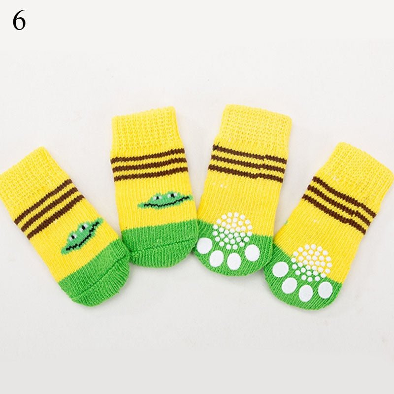 4pcs Warm Puppy Dog Socks Soft Pet Knits Socks Cute Cartoon Anti Slip Socks Warm Puppy Dog Shoes Small Medium Dogs Pet Product