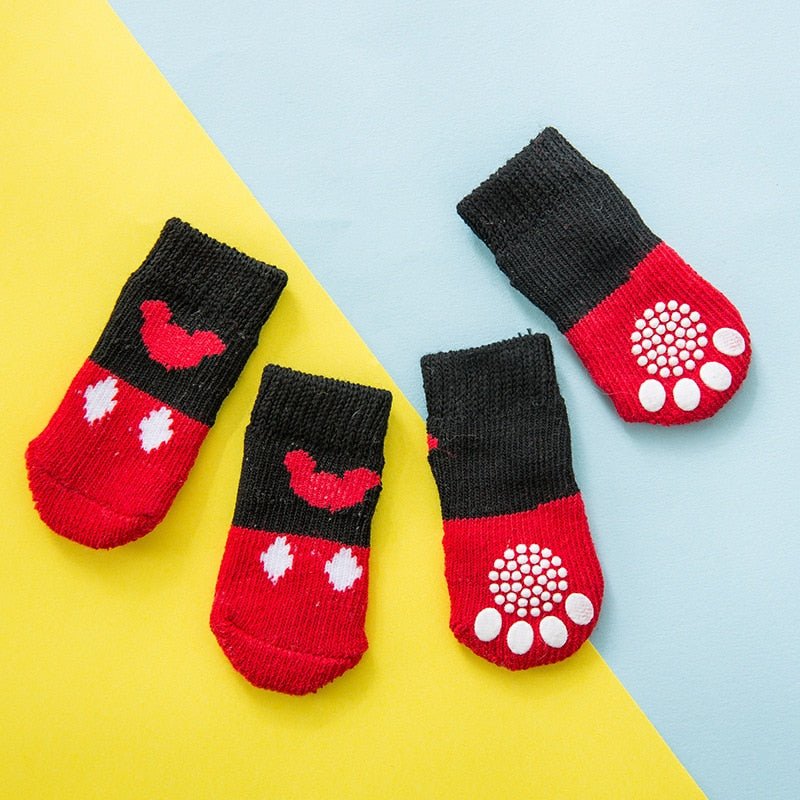 4pcs Warm Puppy Dog Socks Soft Pet Knits Socks Cute Cartoon Anti Slip Socks Warm Puppy Dog Shoes Small Medium Dogs Pet Product