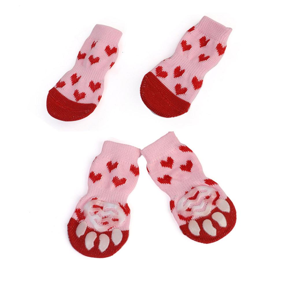 4pcs Warm Puppy Dog Socks Soft Pet Knits Socks Cute Cartoon Anti Slip Socks Warm Puppy Dog Shoes Small Medium Dogs Pet Product