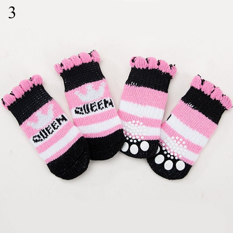 4pcs Warm Puppy Dog Socks Soft Pet Knits Socks Cute Cartoon Anti Slip Socks Warm Puppy Dog Shoes Small Medium Dogs Pet Product