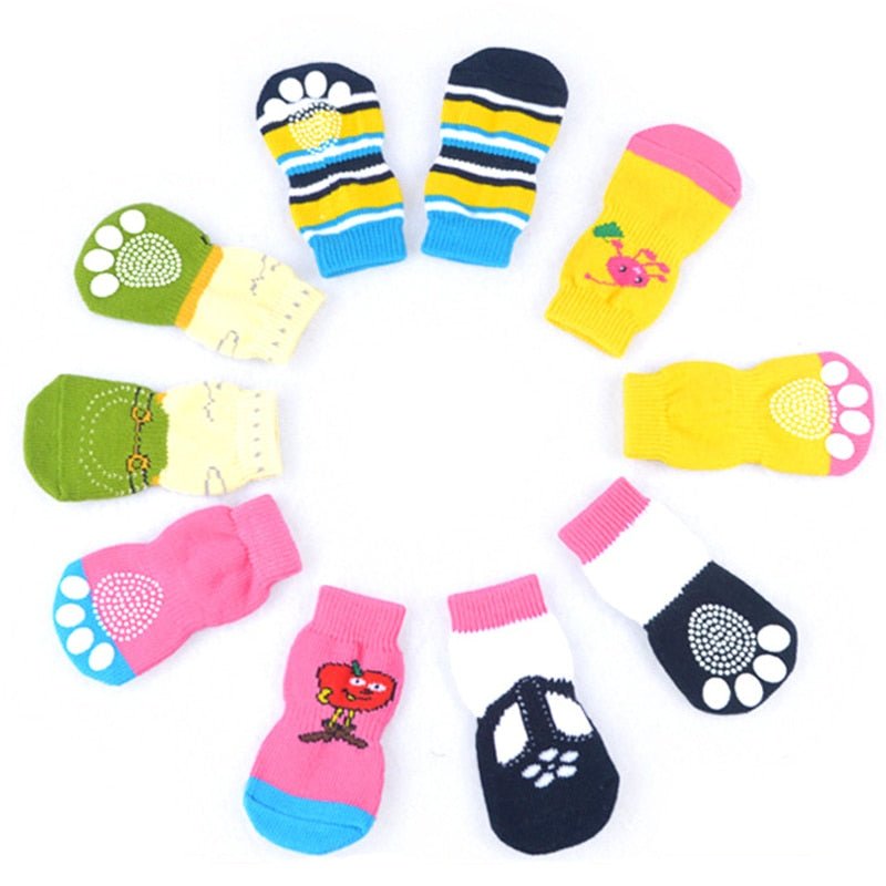 4pcs Warm Puppy Dog Socks Soft Pet Knits Socks Cute Cartoon Anti Slip Socks Warm Puppy Dog Shoes Small Medium Dogs Pet Product