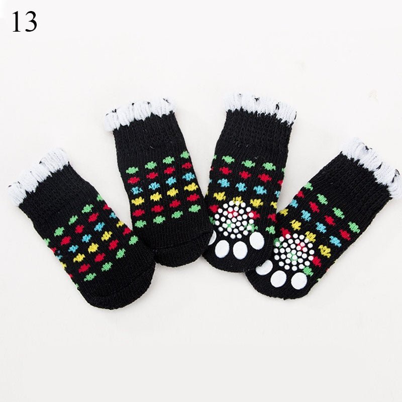 4pcs Warm Puppy Dog Socks Soft Pet Knits Socks Cute Cartoon Anti Slip Socks Warm Puppy Dog Shoes Small Medium Dogs Pet Product