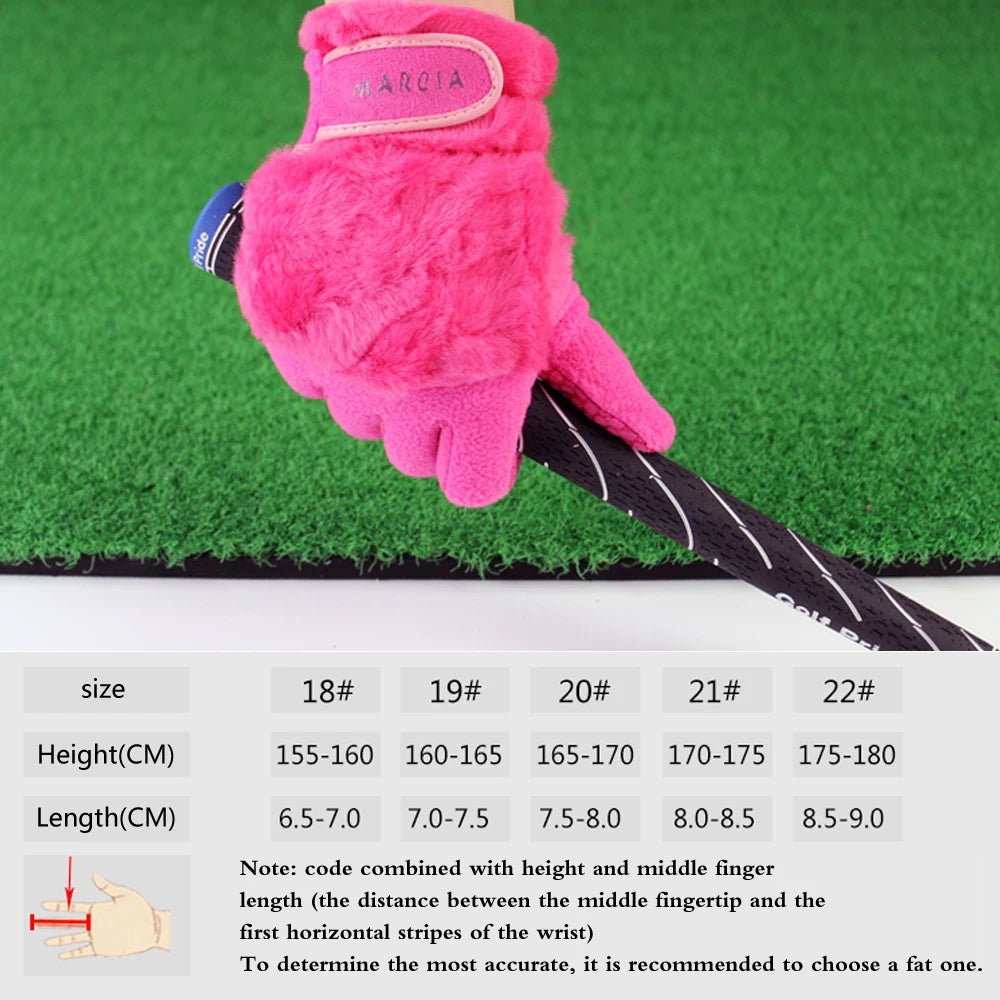 BraceTop 1 Pair Women Winter Golf Gloves Anti-slip Artificial Rabbit Fur Warmth Soft Fiber Outdoor Sport Full Finger Golf Gloves