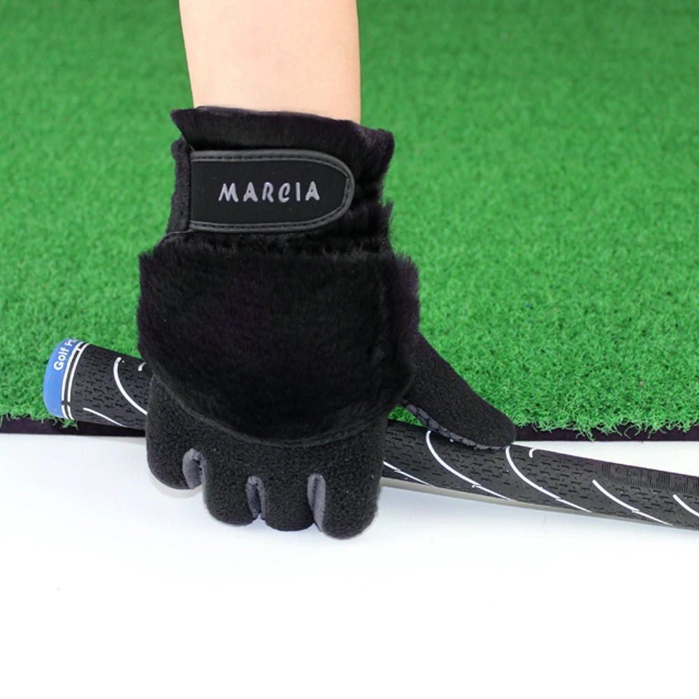 BraceTop 1 Pair Women Winter Golf Gloves Anti-slip Artificial Rabbit Fur Warmth Soft Fiber Outdoor Sport Full Finger Golf Gloves