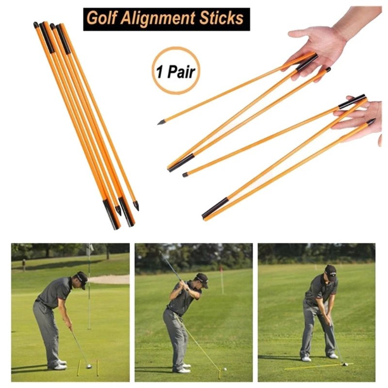 Golf Alignment Sticks Collapsible Golf Practice Rods Swing Trainer Tools 2 Pack Golf Alignment Stick Golf Swing Training Tool