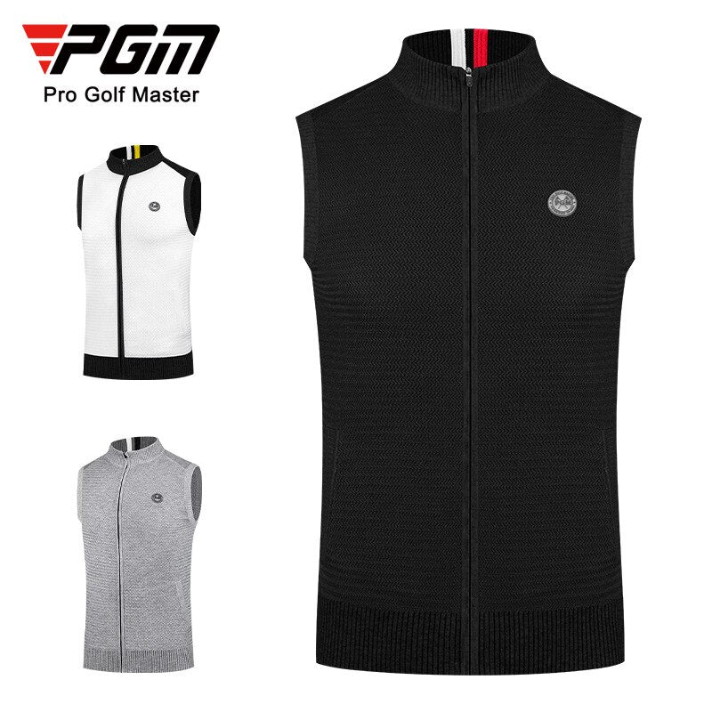 PGM Golf Men's Sweater Autumn Vest with Stand Collar *