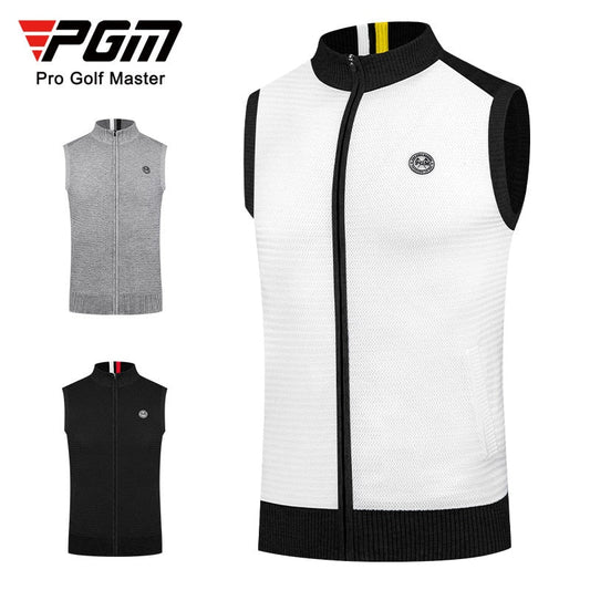 PGM Golf Men's Sweater Autumn Vest with Stand Collar *