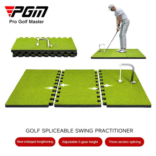 PGM Golf Swing Practitioner Spliced Strike Mat with 360 ° Rotation and Adjustable Height Training Pad HL012