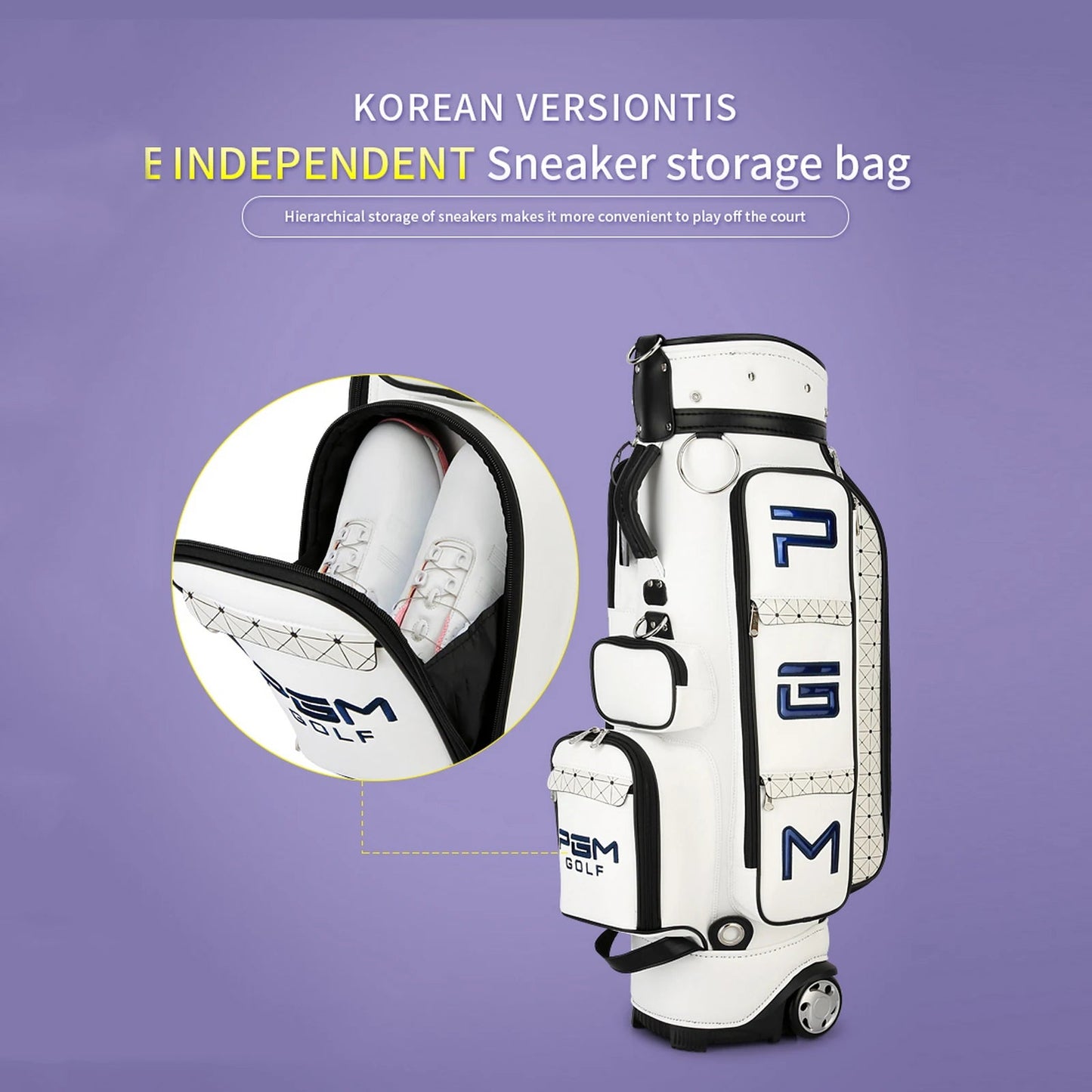 Stylish Golf Bag / Travel Bag Combo PU Leather Large Capacity  With Wheels