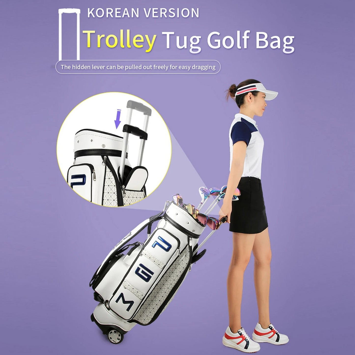 Stylish Golf Bag / Travel Bag Combo PU Leather Large Capacity  With Wheels